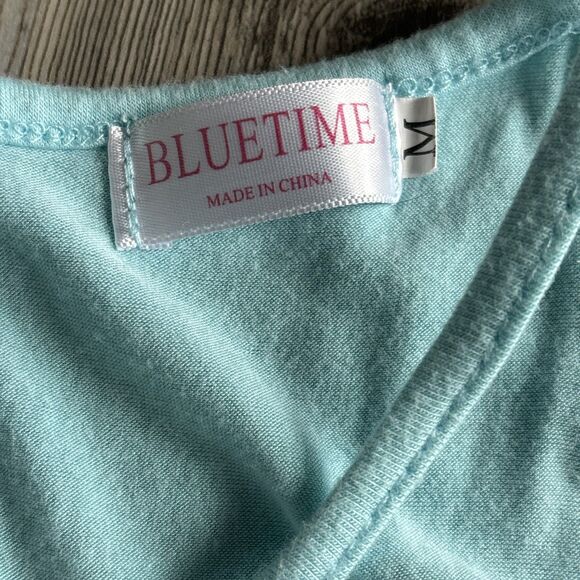 Y2K Style Bluetime Rayon Baby Blue Tank Top Size Medium - Picture 6 of 7